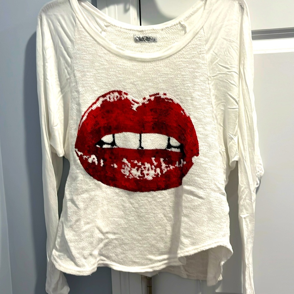 Lauren Moshi lips tee shirt size large